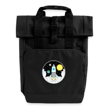 Rocket space - Roll Top Backpack with Two Handles - black - Front