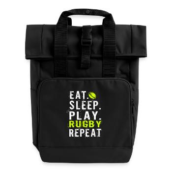 Eat sleep Rugby - Sac à dos Roll Top à deux anses - noir - Devant