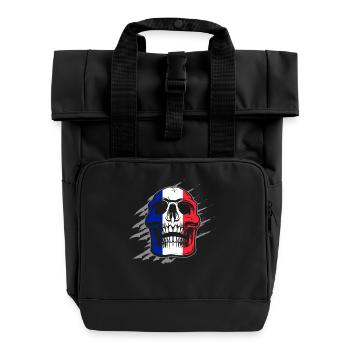 Drapeau de la France Skull - Sac à dos Roll Top à deux anses - noir - Devant