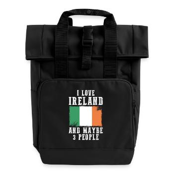 Ireland flag Irish Irish funny sayings - Roll Top Backpack with Two Handles - black - Front