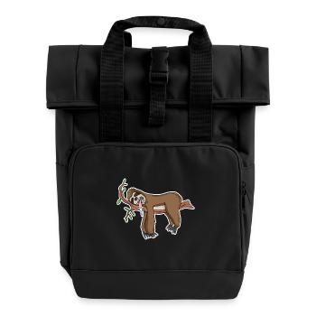 Faultier lustig - Rolltop Rucksack mit zwei Griffen - Schwarz - Vorne