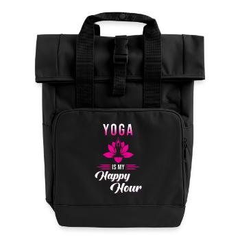 Yoga Yoga Exercise Meditate Lotus - Roll Top Backpack with Two Handles - black - Front