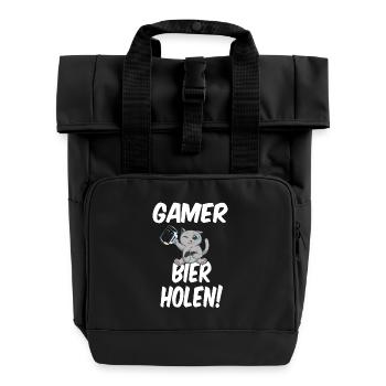 Go Get A Beer In German Gaming Gamer - Roll Top Backpack with Two Handles - black - Front