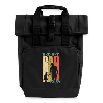 Best Dad Ever Retro Dad Birth Daughter Gift - Roll Top Backpack with Two Handles - black - Front