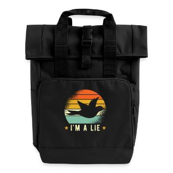 Birds Lie Meme - Roll Top Backpack with Two Handles - black - Front