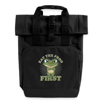 « Eat The Frog First » Vintage Comic Gestion du temps - Sac à dos Roll Top à deux anses - noir - Devant