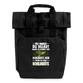 Schildkröte - Rolltop Rucksack mit zwei Griffen - Schwarz - Vorne