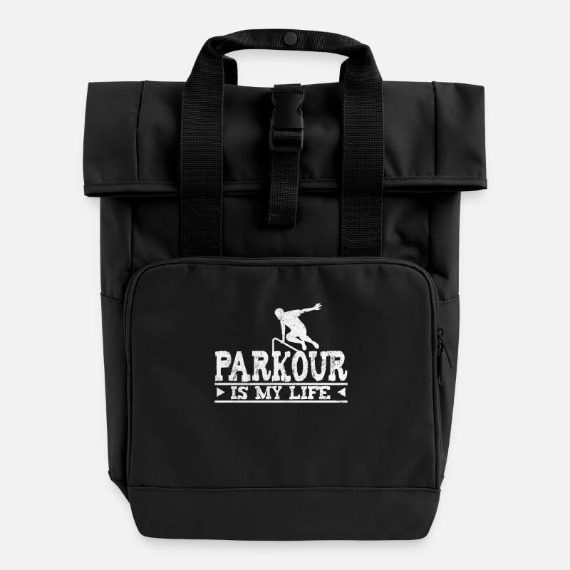 Parkour - Rolltop Rucksack mit zwei Griffen - Schwarz