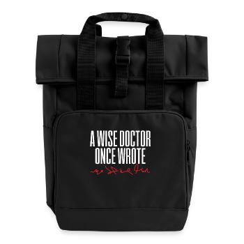 Doctor Doctor Medicine Handwriting - Roll Top Backpack with Two Handles - black - Front