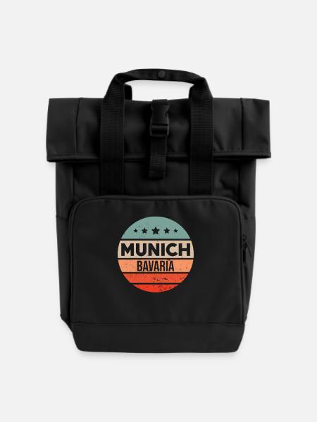 München - Rolltop Rucksack mit zwei Griffen - Schwarz