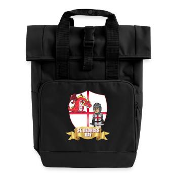 St. Georg Tag Drachenritter - Rolltop Rucksack mit zwei Griffen - Schwarz - Vorne