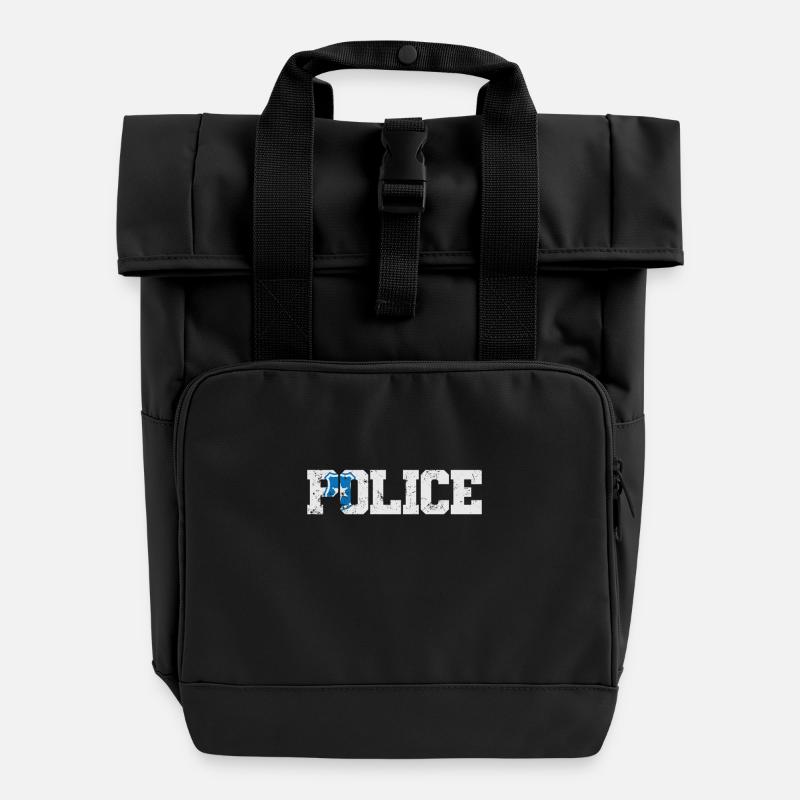 Police Brand Police - Roll Top Backpack with Two Handles - black