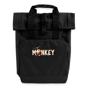 Affe Primat Affen - Rolltop Rucksack mit zwei Griffen - Schwarz - Vorne