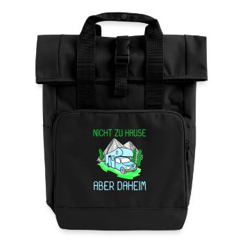 Wohnmobil Camping Camper - Rolltop Rucksack mit zwei Griffen - Schwarz - Vorne