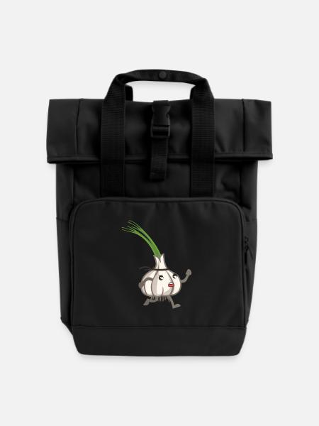 Cooler Knoblauch - Rolltop Rucksack mit zwei Griffen - Schwarz