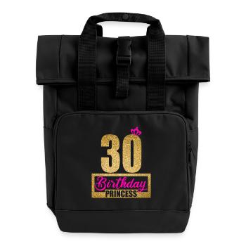 30. Geburtstag 30 Jahre 30er Birthday Princess - Rolltop Rucksack mit zwei Griffen - Schwarz - Vorne