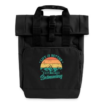 Schwimmen Life is Better When You're Swimming - Rolltop Rucksack mit zwei Griffen - Schwarz - Vorne