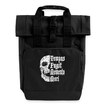 Tempus Fugit Memento Mori - Roll Top Backpack with Two Handles - black - Front