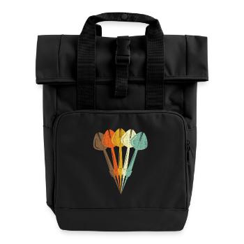 Dart Retro Style - Rolltop Rucksack mit zwei Griffen - Schwarz - Vorne