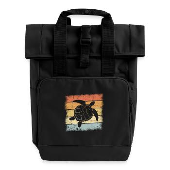 Motif de tortue - Sac à dos Roll Top à deux anses - noir - Devant