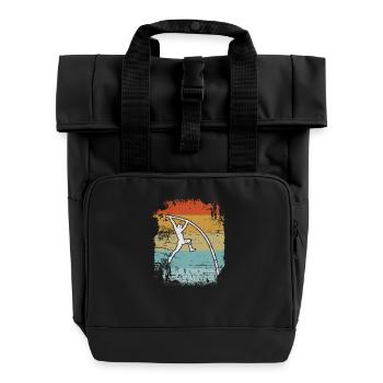 Stabhochsprung Retro - Rolltop Rucksack mit zwei Griffen - Schwarz - Vorne