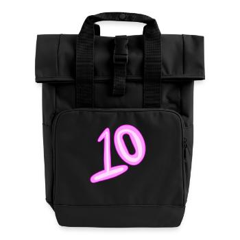 10 - Rolltop Rucksack mit zwei Griffen - Schwarz - Vorne