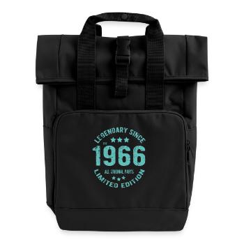 1966 Vintage Birthday - Roll Top Backpack with Two Handles - black - Front