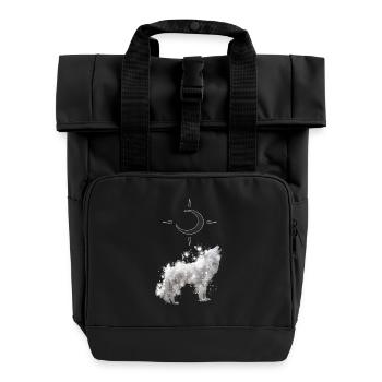 Wolf's Kunst mit Halbmond - Rolltop Rucksack mit zwei Griffen - Schwarz - Vorne