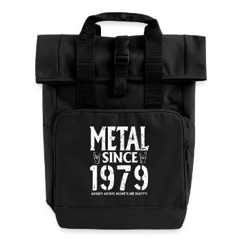 Metal Geschenk Geburstag Jahrgang 1979 - Rolltop Rucksack mit zwei Griffen - Schwarz - Vorne