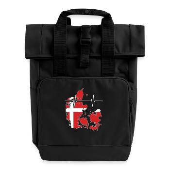 Dänemark Herzschlag Flagge Vintage Dänemark - Rolltop Rucksack mit zwei Griffen - Schwarz - Vorne