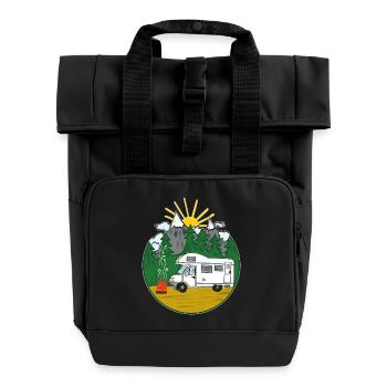 Camping Is My Life - Womo - Wohnmobil - Rolltop Rucksack mit zwei Griffen - Schwarz - Vorne