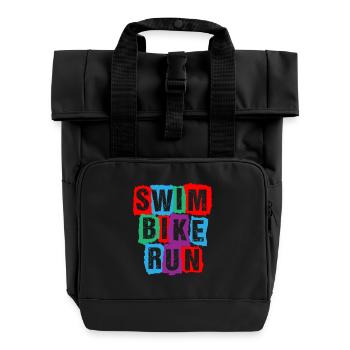 Swim Bike Run Triathlon - Roll Top Backpack with Two Handles - black - Front