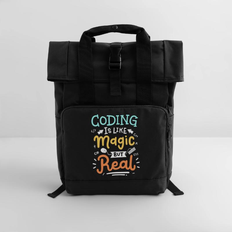 Codierung Programmierung Rolltop Rucksack mit zwei Griffen