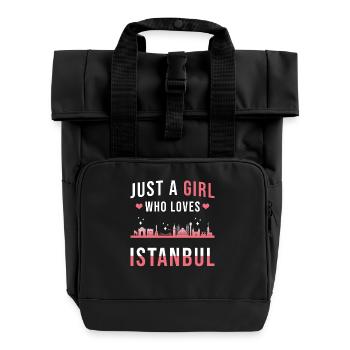 Istanbul - Rolltop Rucksack mit zwei Griffen - Schwarz - Vorne