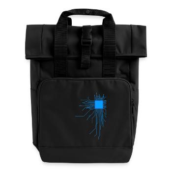 platine blau computer pc Admin Core cpu Nerd code - Rolltop Rucksack mit zwei Griffen - Schwarz - Vorne