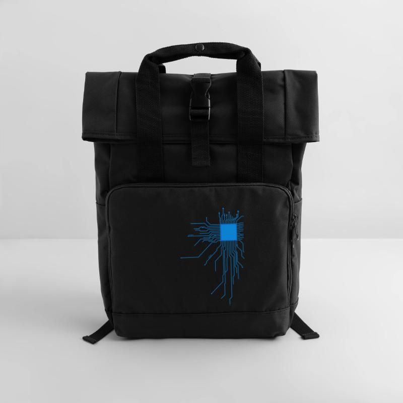 platine blau computer pc Admin Core cpu Nerd code Rolltop Rucksack mit zwei Griffen