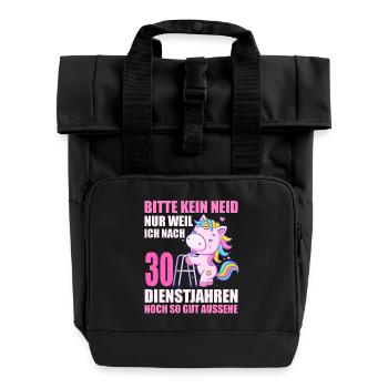 30 Jahre im Dienst 30 Jähriges Dienstjubiläum - Rolltop Rucksack mit zwei Griffen - Schwarz - Vorne