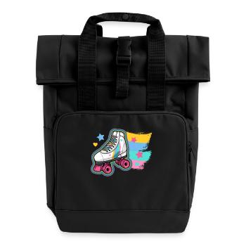 Rollschuhlaufen Rollschuhe - Rolltop Rucksack mit zwei Griffen - Schwarz - Vorne
