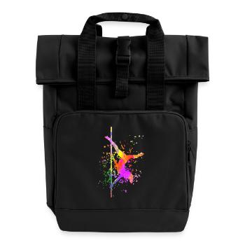 Pole Dance Fitness Color Splash Pole Dance - Roll Top Backpack with Two Handles - black - Front