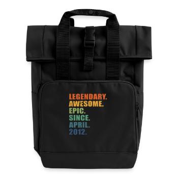 11. Geburtstag, April 2012, 11-jähriges Jubiläum - Rolltop Rucksack mit zwei Griffen - Schwarz - Vorne