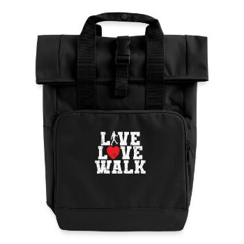 Live Love Walk Nordic Walking Poles - Roll Top Backpack with Two Handles - black - Front