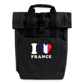 I love France - Roll Top Backpack with Two Handles - black - Front