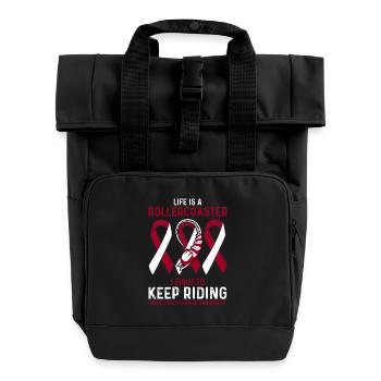 Head and Neck Cancer Burgundy White Rollercoaster - Roll Top Backpack with Two Handles - black - Front