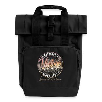 1989 Year of birth Birthday Vintage - Roll Top Backpack with Two Handles - black - Front