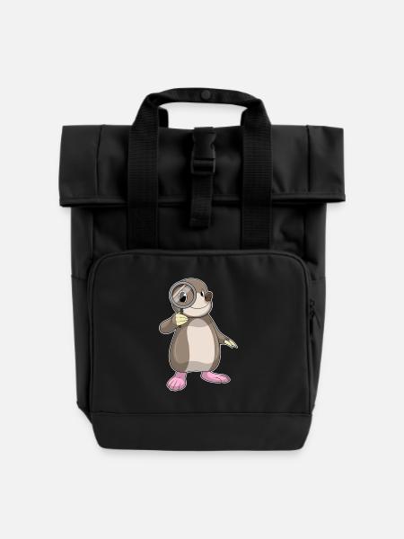 Maulwurf Detektiv Lupe - Rolltop Rucksack mit zwei Griffen - Schwarz