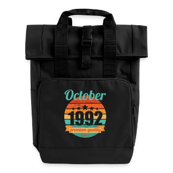 Geboren October 1992 30 Jahre 30er 30.Geburtstag - Rolltop Rucksack mit zwei Griffen - Schwarz - Vorne