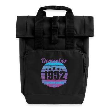 Born December 1952 70 years 70s 70th birthday - Roll Top Backpack with Two Handles - black - Front