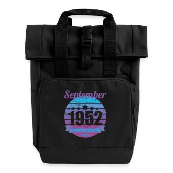 Born September 1952 70 years 70s 70th birthday - Roll Top Backpack with Two Handles - black - Front