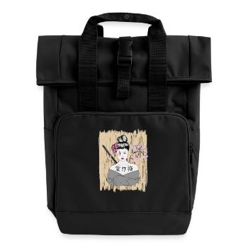 Japanische Dämonen Geisha Vintage - Rolltop Rucksack mit zwei Griffen - Schwarz - Vorne