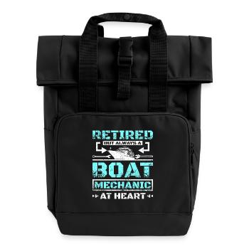 Retired but always a boat mechanic at heart - Roll Top Backpack with Two Handles - black - Front